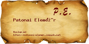 Patonai Elemér névjegykártya